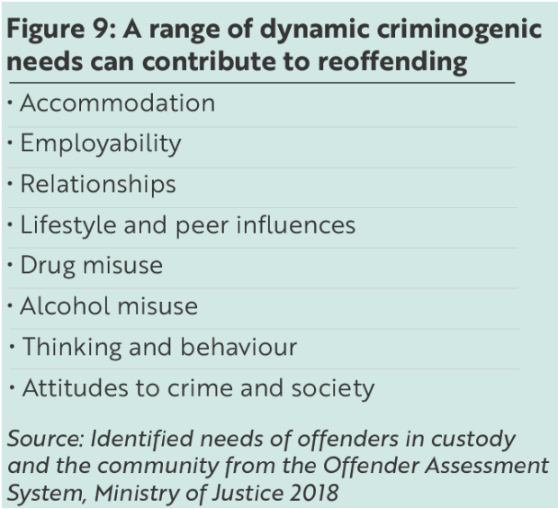 Figure 9: A range of dynamic criminogenic needs can contribute to reoffending